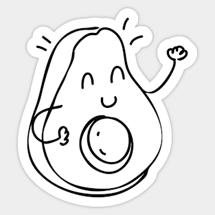 Happy Hello Avocado Drawing Sticker